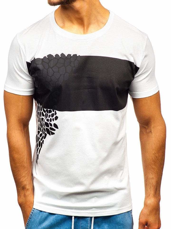 Tricou cu imprimeu bărbați alb Bolf 181403