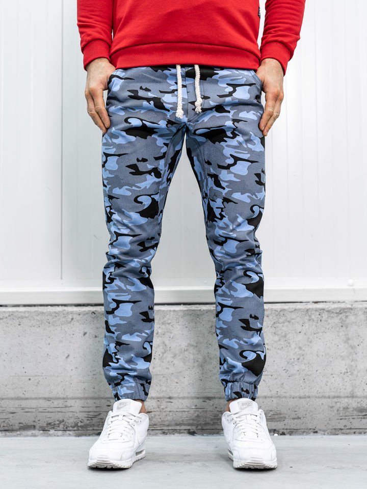 Pantaloni joggers bărbați camuflaj-albastru Bolf 0367