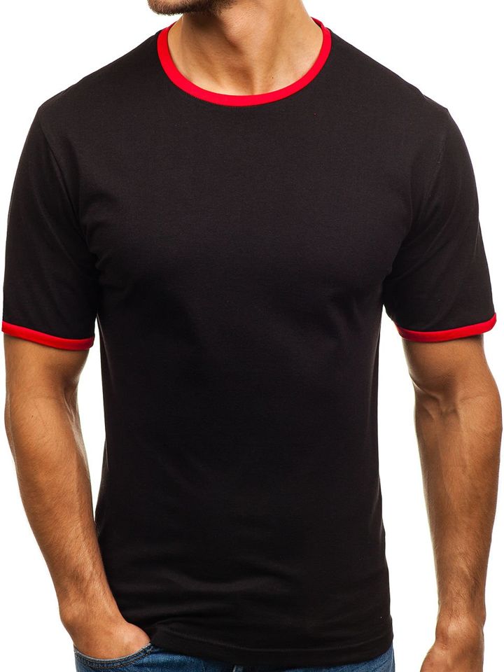 T-shirt pentru bărbat fără imprimeu negru Bolf 6310