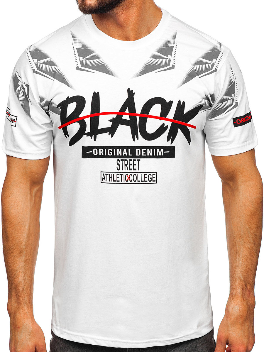 T-shirt pentru bărbați cu imprimeu alb Bolf 14208