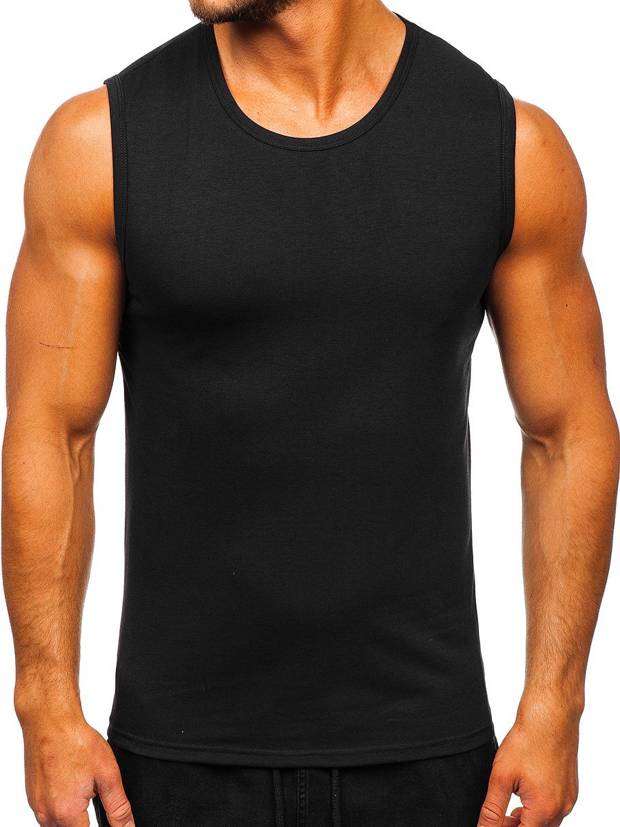 Tricou tank top fără imprimeu negru Bolf 99001