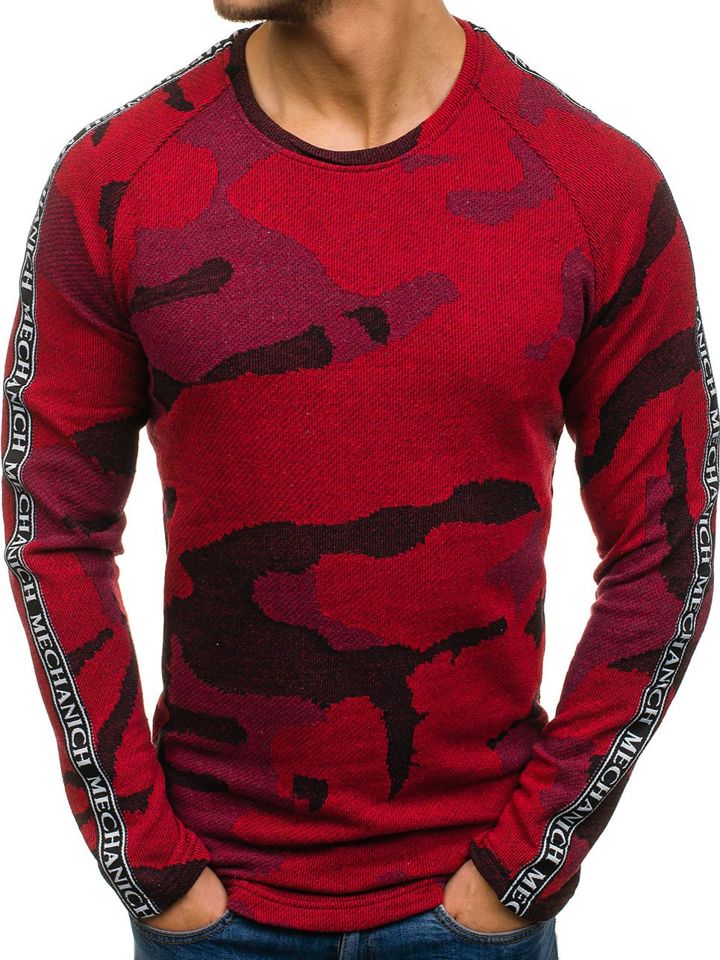 Bluză pentru bărbat fără glugă camuflaj-roșie Bolf 2039