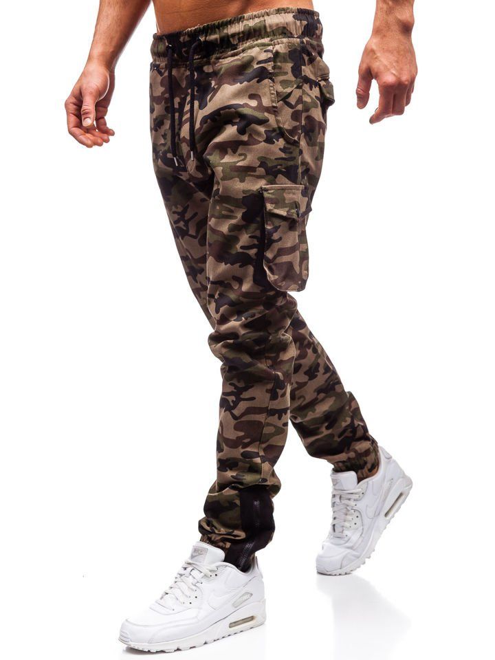 Pantaloni jogger cargo bărbați camuflaj-verzi Bolf 0705