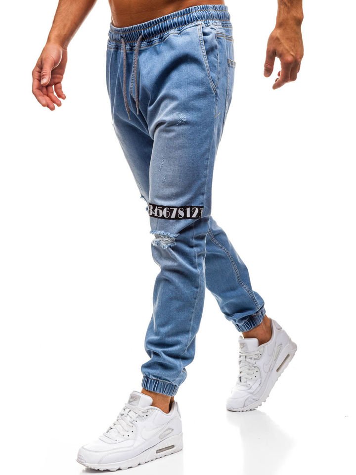 Jogger jeans pentru bărbat albaștri-deschis Bolf 2031
