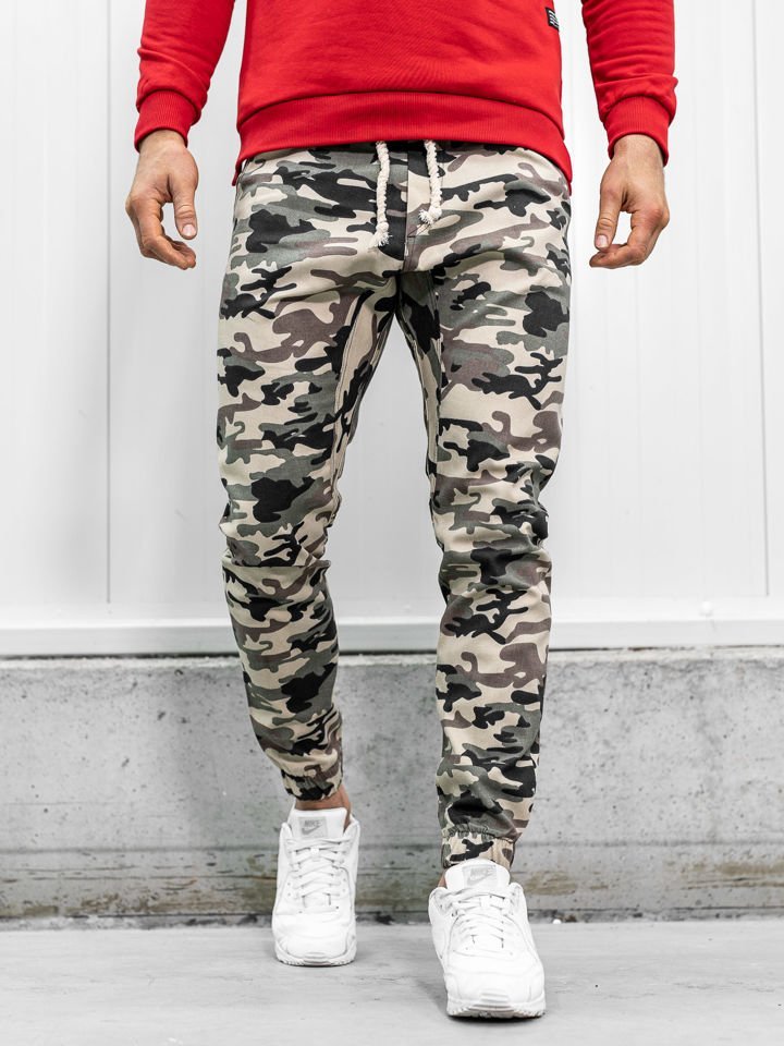 Pantaloni joggers bărbați camuflaj-bej Bolf 0367