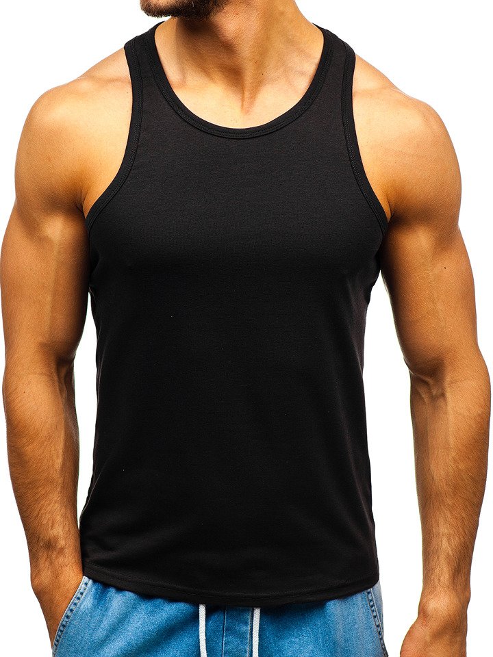 Tricou tank top fără imprimeu negru Bolf 99002