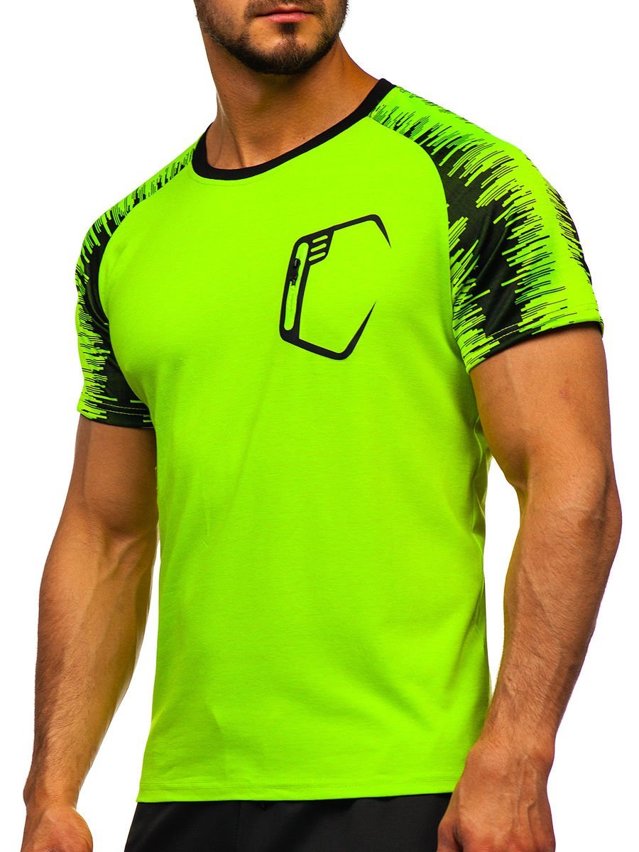 Tricou de trening verde cu imprimeu bărbați Bolf KS2072