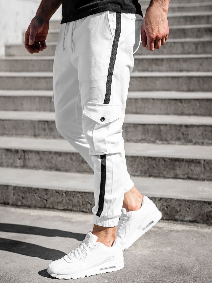 Pantaloni cargo joggers albi 0012-1