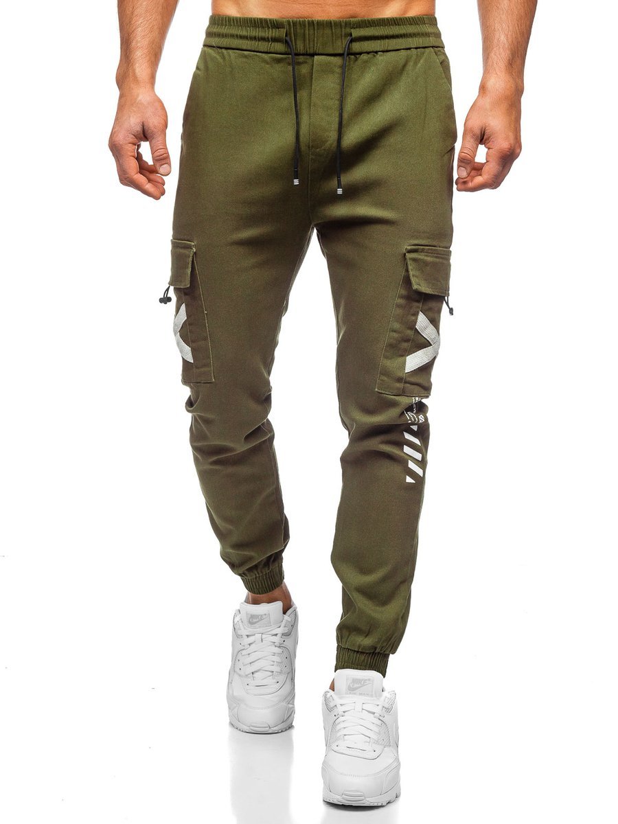 Pantaloni joggers cargo kaki bărbați Bolf KA1910