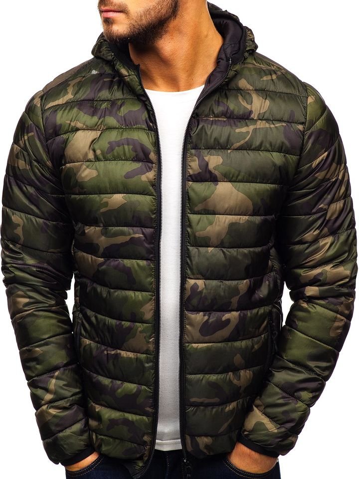 Geacă de iarnă sport camuflaj-verde LY1001-1