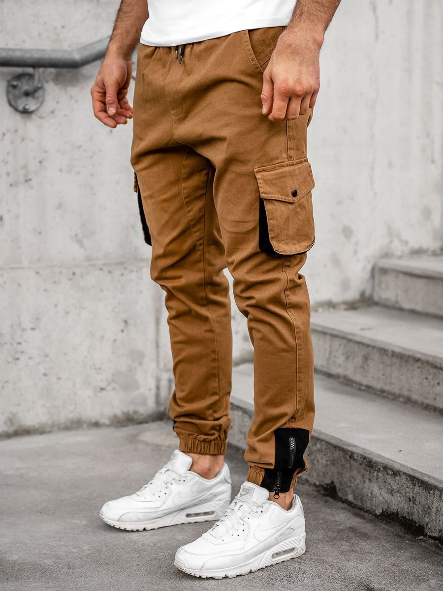 Pantaloni jogger cargo bărbați camel Bolf 0705