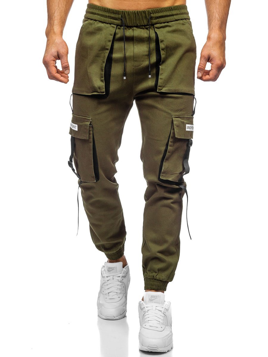 Pantaloni joggers cargo kaki bărbați Bolf KA1911