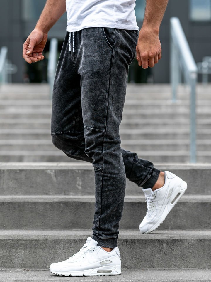 Blugi joggers bărbați negri Bolf KK1020