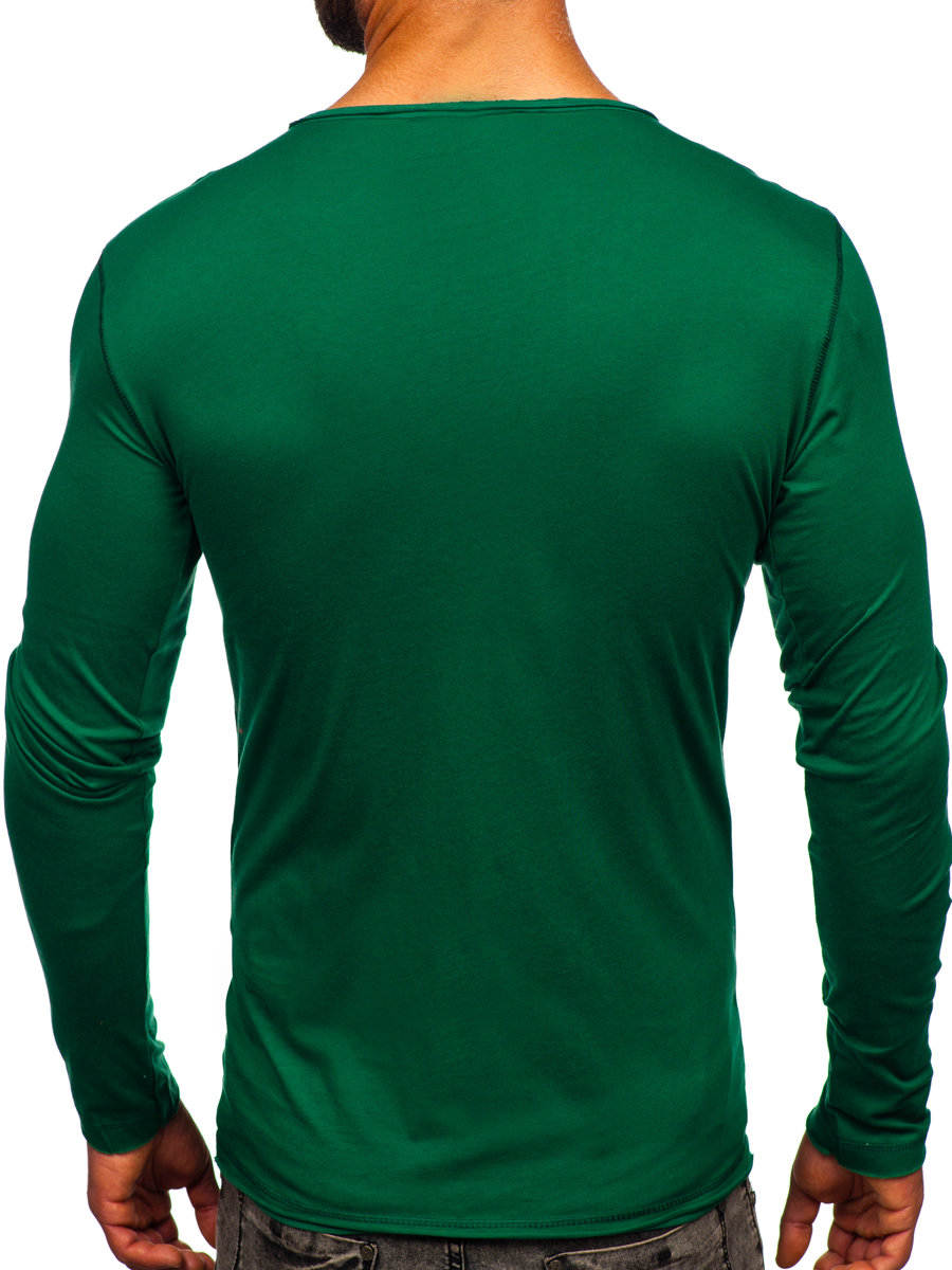 Long sleeve fără imprimeu pentru bărbat verde Bolf 547 - 1 | YEO