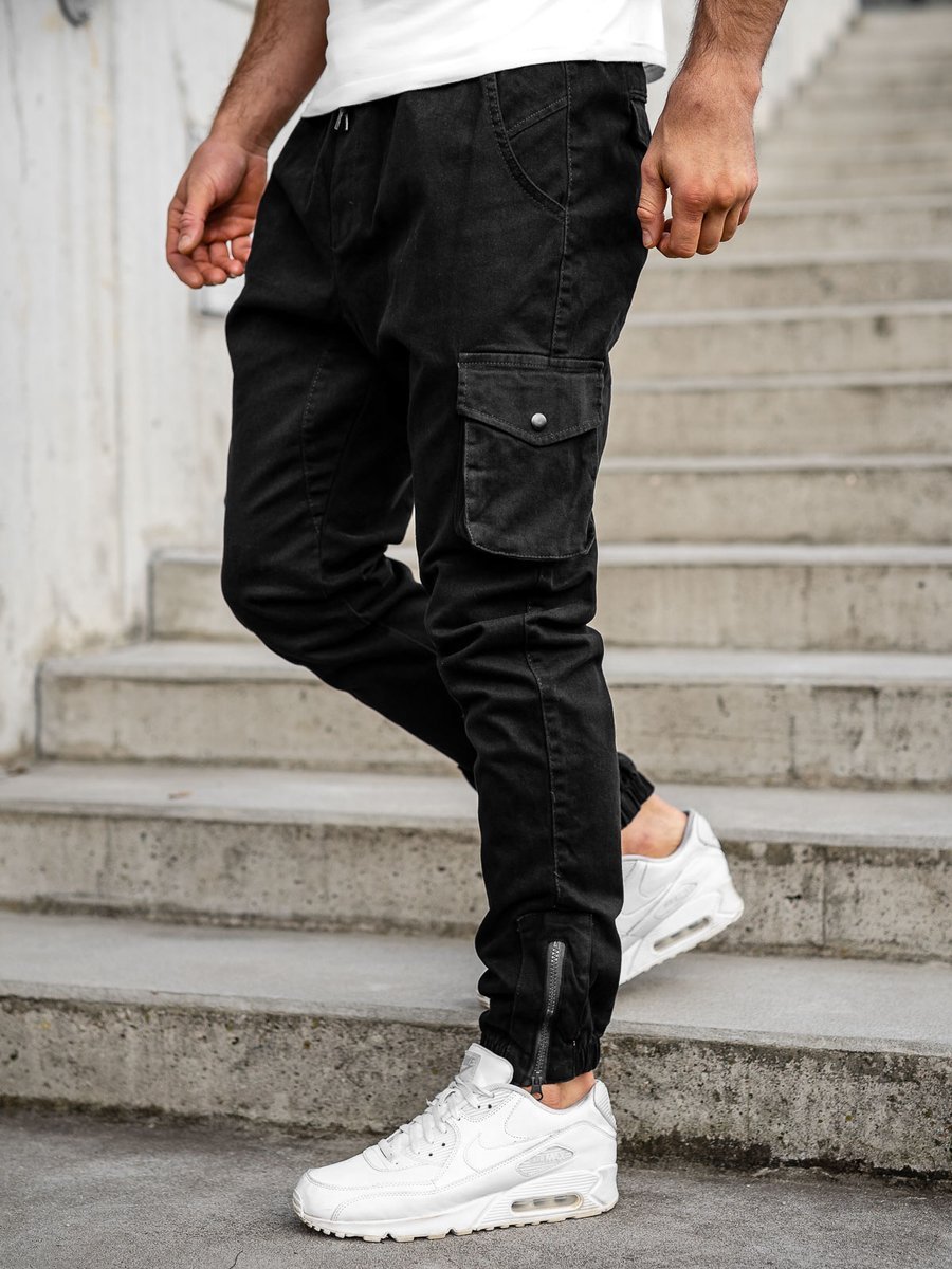 Pantaloni jogger cargo bărbați negri Bolf 0705