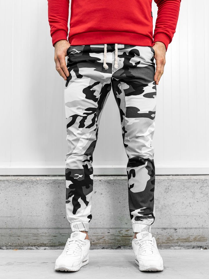 Pantaloni joggers bărbați camuflaj-negri Bolf 0367