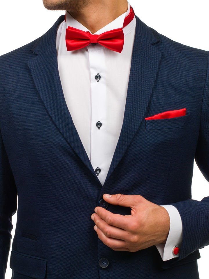 Set pentru bărbat cravată, butoni, batistă roșu-deschis Bolf KSP01