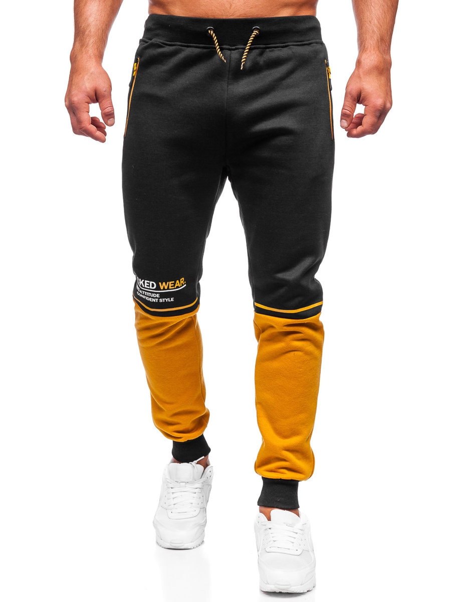 Pantaloni de trening cu imprimeu negri Bolf AM85