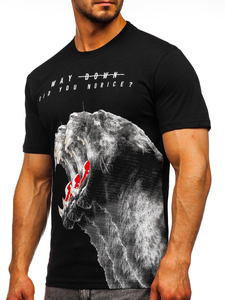 Tricou negru cu imprimeu Bolf 181519