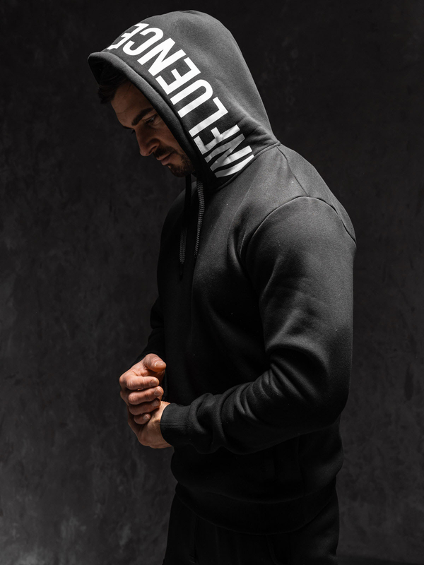 Hanorac negru cu imprimeu Bolf 147050A