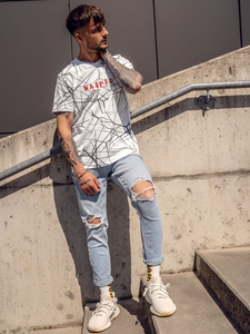 Tricou alb cu imprimeu Bolf SS10935A