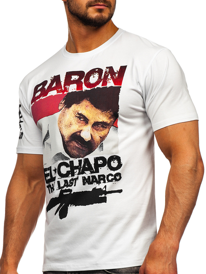 Tricou alb cu aplicații Bolf 192378