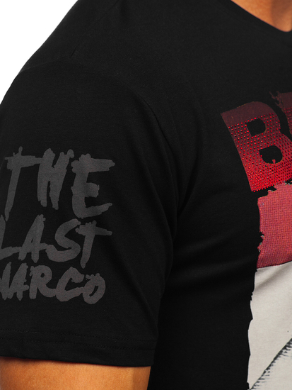 Tricou negru cu aplicații Bolf 192378