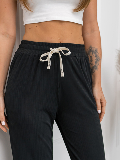 Pantaloni largi negri dame Bolf W7957