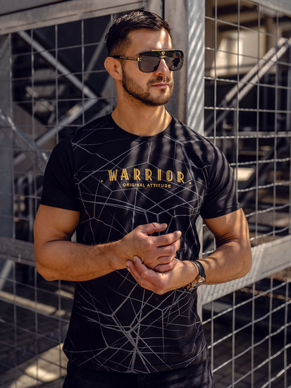 Tricou negru cu imprimeu Bolf SS10935A