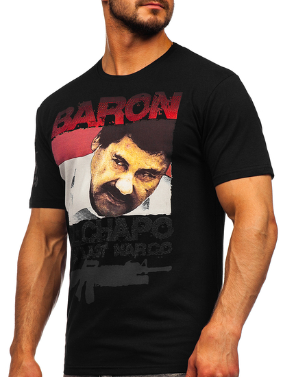 Tricou negru cu aplicații Bolf 192378