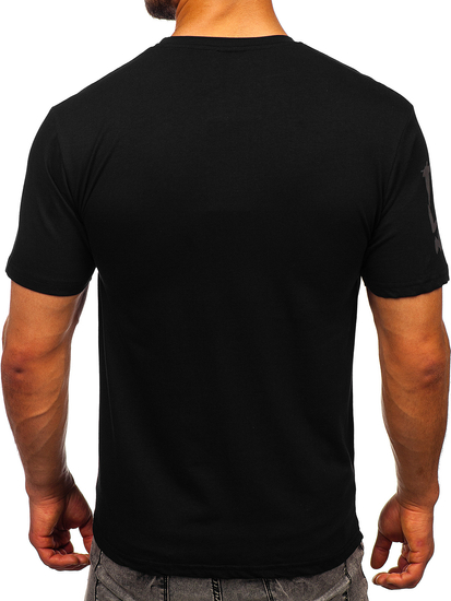 Tricou negru cu aplicații Bolf 192378