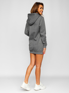 Hanorac lung cu glugă grafit dame Bolf YS10003-A