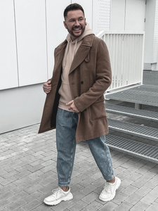 Palton de iarnă camel guler înalt două rânduri de nasturi Bolf 1048A