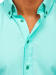 Cămașă elegantă cu mâneca lungă turcoaz-deschis Bolf 5821-1