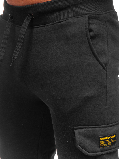 Pantaloni joggers cargo negri Bolf JX8709
