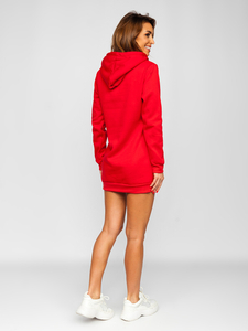 Hanorac lung cu glugă roșu dame Bolf YS10003-A