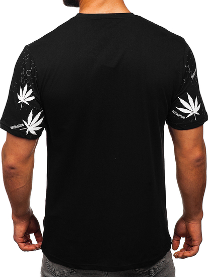 Tricou din bumbac cu imprimeu negru Bolf 14744