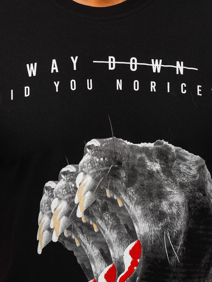 Tricou negru cu imprimeu Bolf 181519