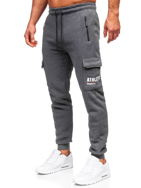 Pantaloni de trening cargo joggers gri-antracit Bolf JX6028