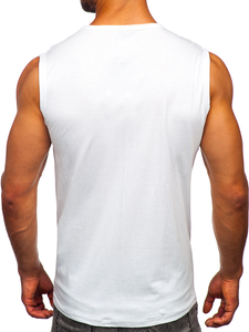 Maiou alb tank top cu imprimeu Bolf 14803-1