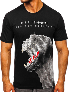 Tricou negru cu imprimeu Bolf 181519