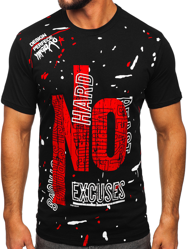 Tricou negru cu imprimeu Bolf JS1856