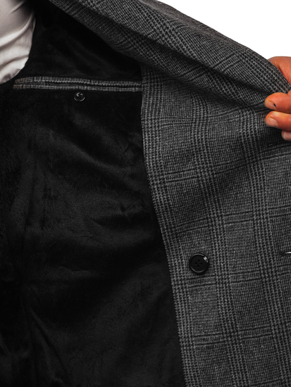 Palton de iarnă grafit in carouri Bolf 1191