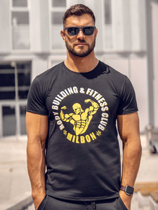 Tricou negru cu imprimeu Bolf Y70015A