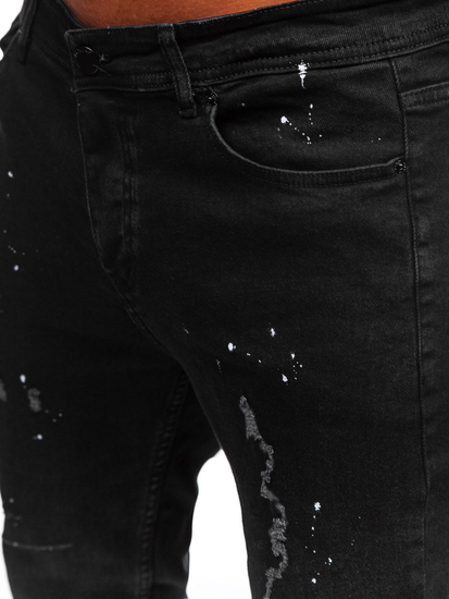 Pantaloni negri pentru bărbați, cu ajustare normală, blugi Bolf 6855