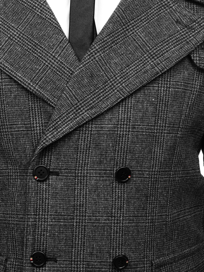 Palton de iarnă grafit in carouri Bolf 1191