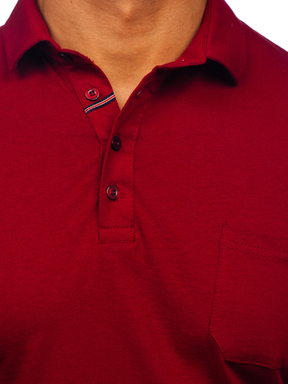 Tricou polo cu mânecă lungă din bumbac burgundă pentru bărbați Bonley 5120