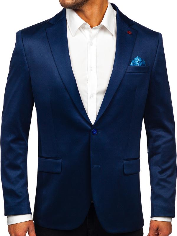 Jachetă elegantă bărbătească bleumarin Bolf 022