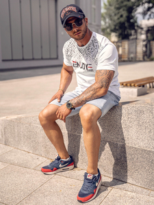 Tricou din bumbac alb și imprimeu Bolf 14720A