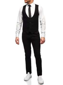 Compleu negru vestă și pantaloni Bolf 0014